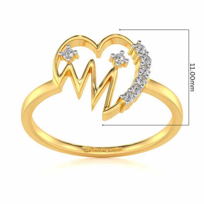 Heart beats Silver Ring - Yellow Gold - Image 5