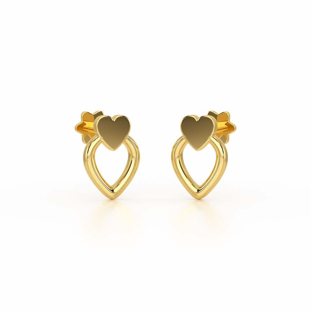 Mini Hearts Silver Earrings - Yellow Gold - Image 2