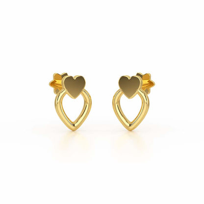 Mini Hearts Silver Earrings - Yellow Gold - Image 2
