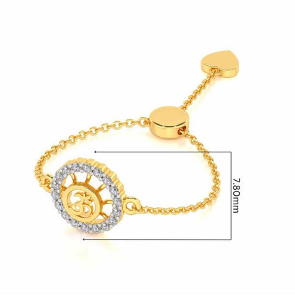 Om Shine Adjustable Silver Ring - Yellow Gold - Image 5
