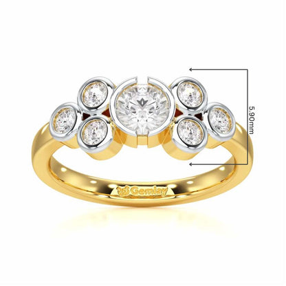 Graceful Aura Solitaire Ring - Yellow Gold - Image 5