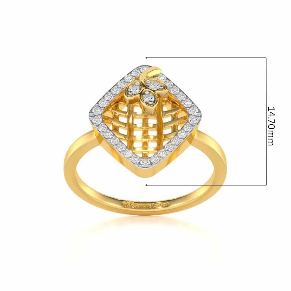 Vine Down Silver Ring - Yellow Gold - Image 5
