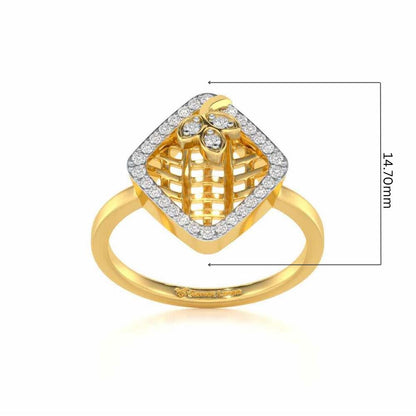 Vine Down Silver Ring - Yellow Gold - Image 5