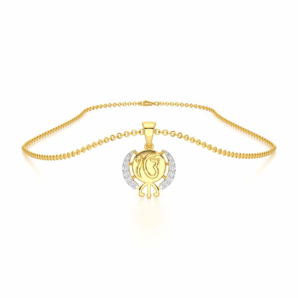 Onkar Grace Silver Pendant - Yellow Gold - Image 3