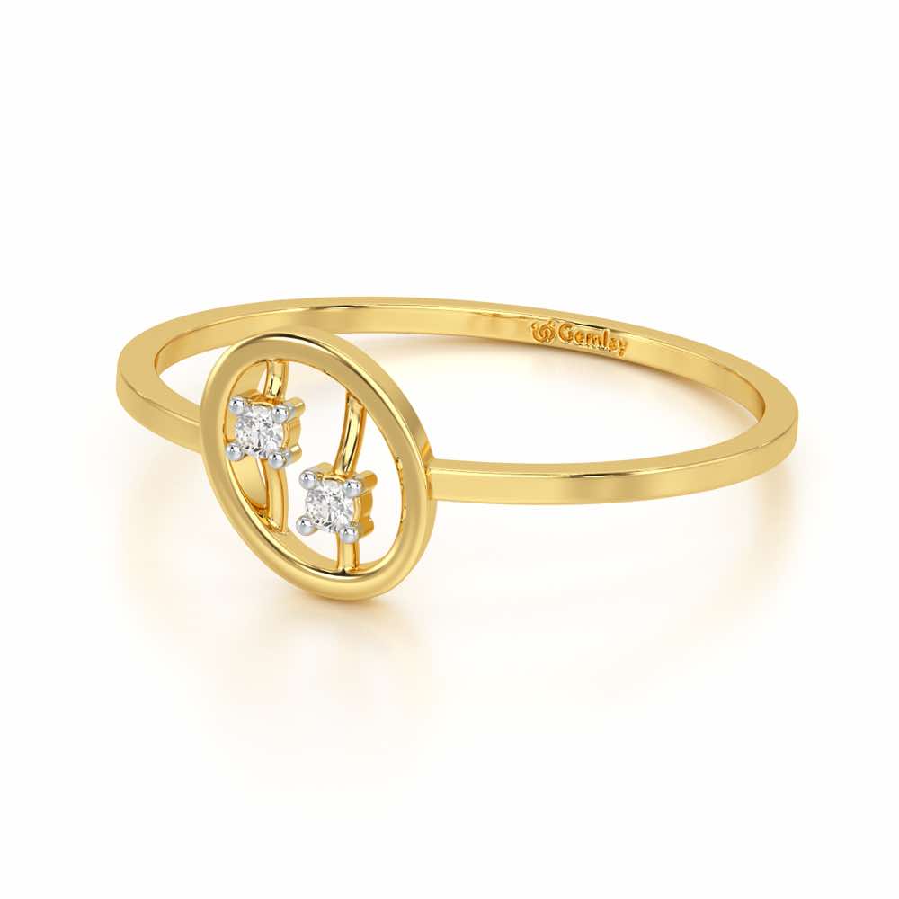 Twin Shine Silver Ring - Yellow Gold - Image 3