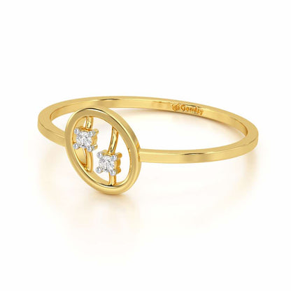 Twin Shine Silver Ring - Yellow Gold - Image 3