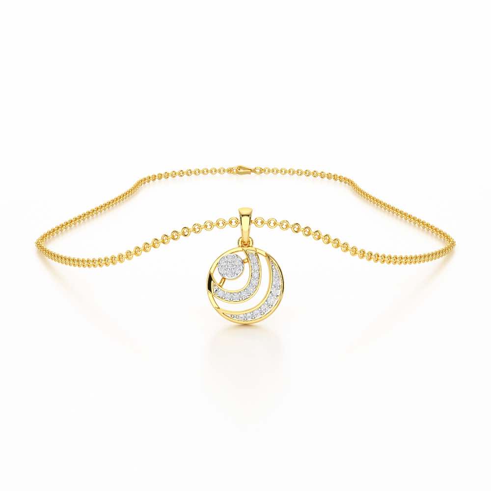 Silver Ripples Silver Pendant - Yellow Gold - Image 3