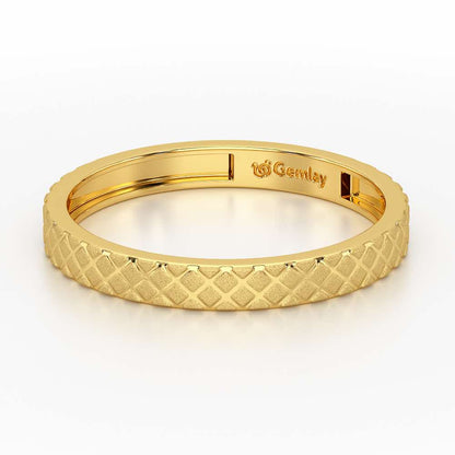 Etched Cross Silver Ring - Yellow Gold - Image 3