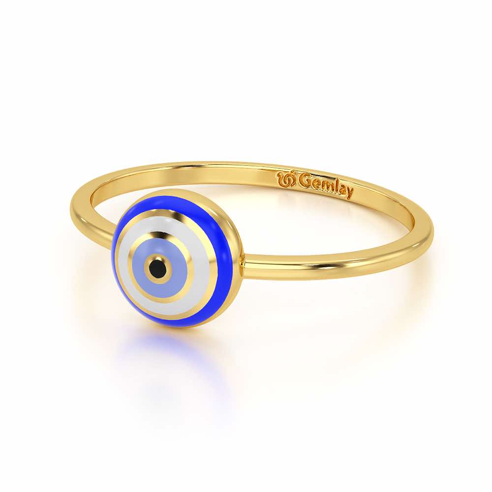 Isolde Evil Eye Silver Ring - Yellow Gold - Image 3