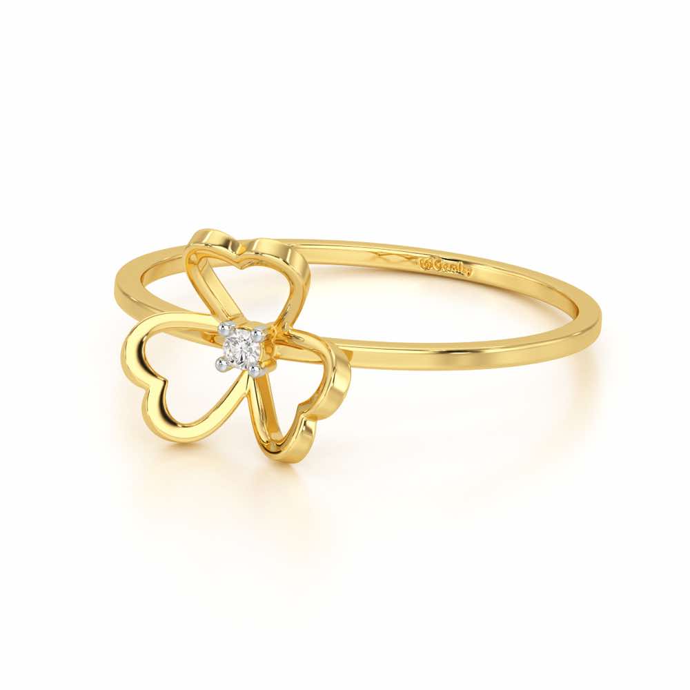 Flower Chord Silver Ring - Yellow Gold - Image 3