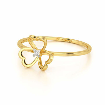 Flower Chord Silver Ring - Yellow Gold - Image 3