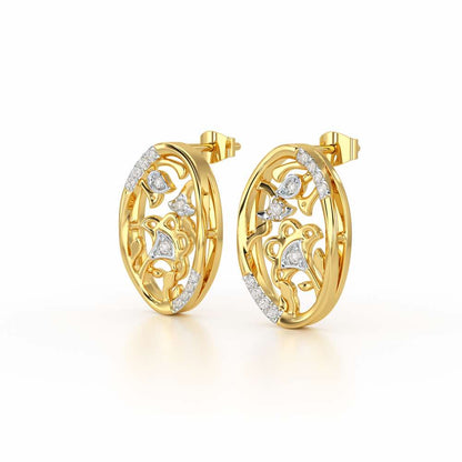 Ornate Glow Silver Earring Studs - Yellow Gold - Image 3