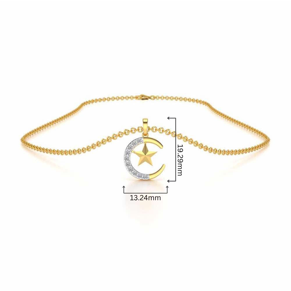 Moon-Star Silver Pendant - Yellow Gold - Image 4