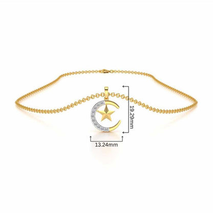 Moon-Star Silver Pendant - Yellow Gold - Image 4