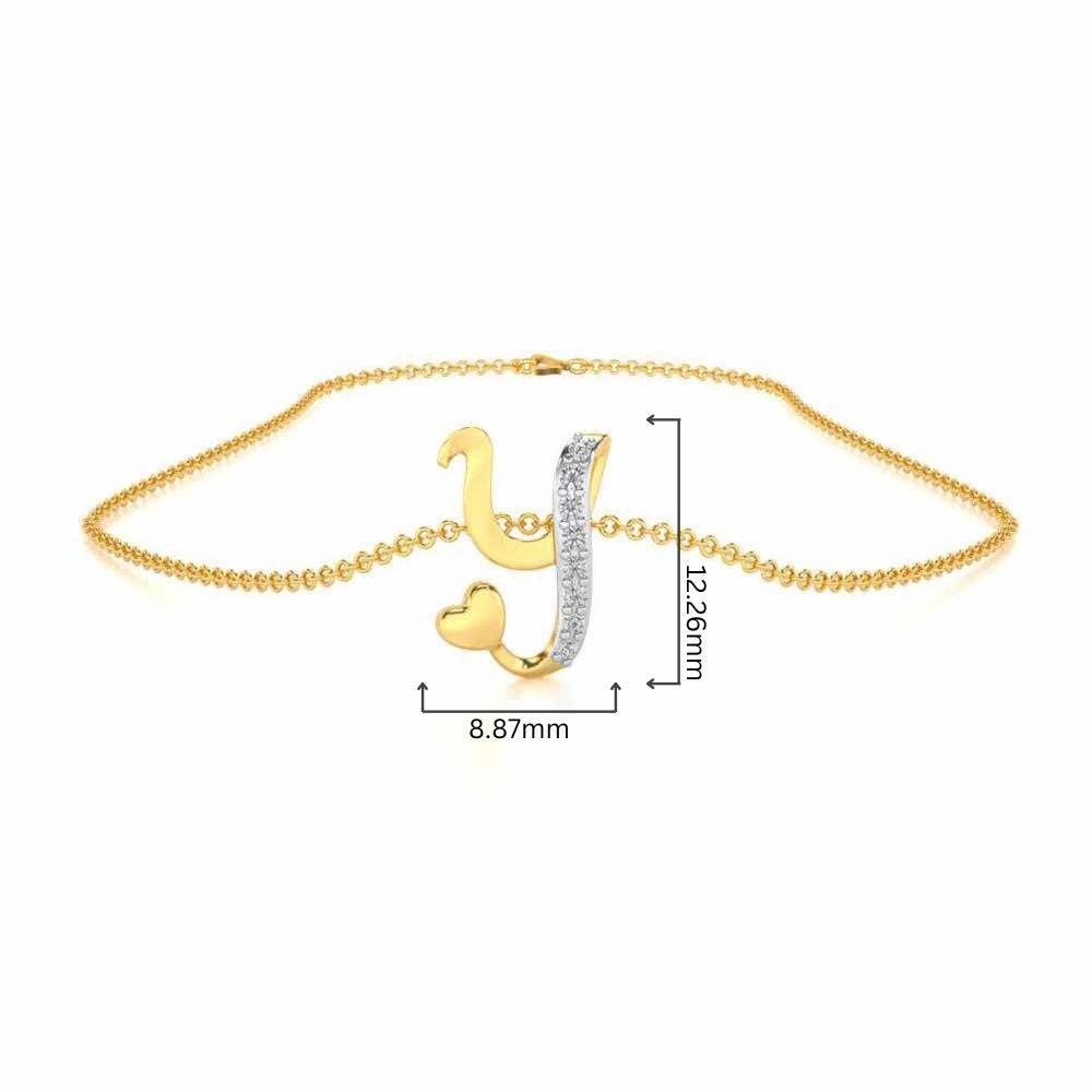Lovely Y Silver Pendant - Yellow Gold - Image 4