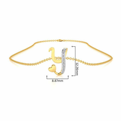 Lovely Y Silver Pendant - Yellow Gold - Image 4