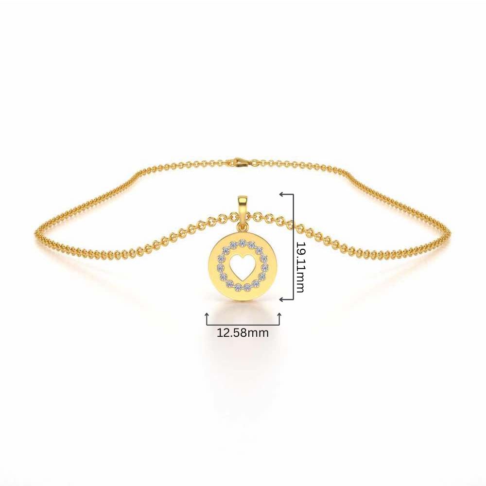 Surround Heart Silver Pendant - Yellow Gold - Image 4