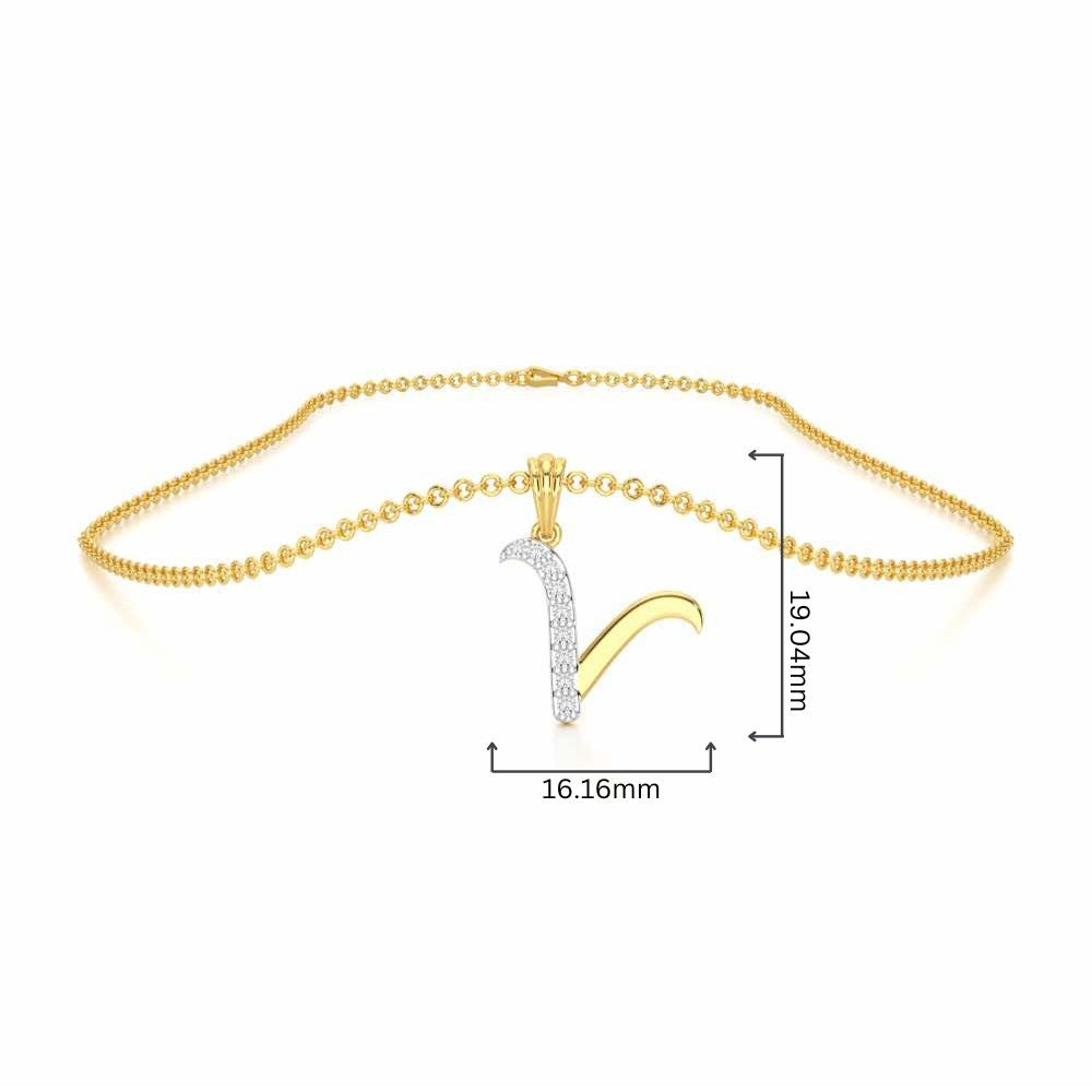 V-Luke Silver Pendant - Yellow Gold - Image 4