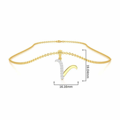 V-Luke Silver Pendant - Yellow Gold - Image 4