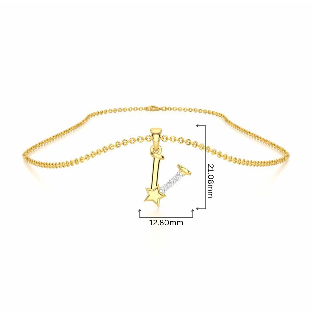 V-Glint Silver Pendant - Yellow Gold - Image 4