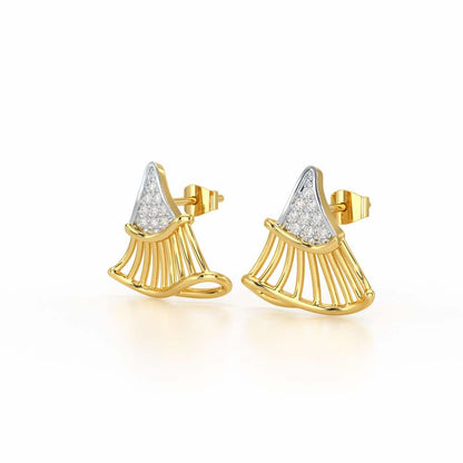 Shiny Skirts Silver Earring Studs - Yellow Gold - Image 3