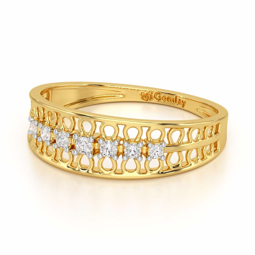 Lattice Binge Silver Ring - Yellow Gold - Image 3