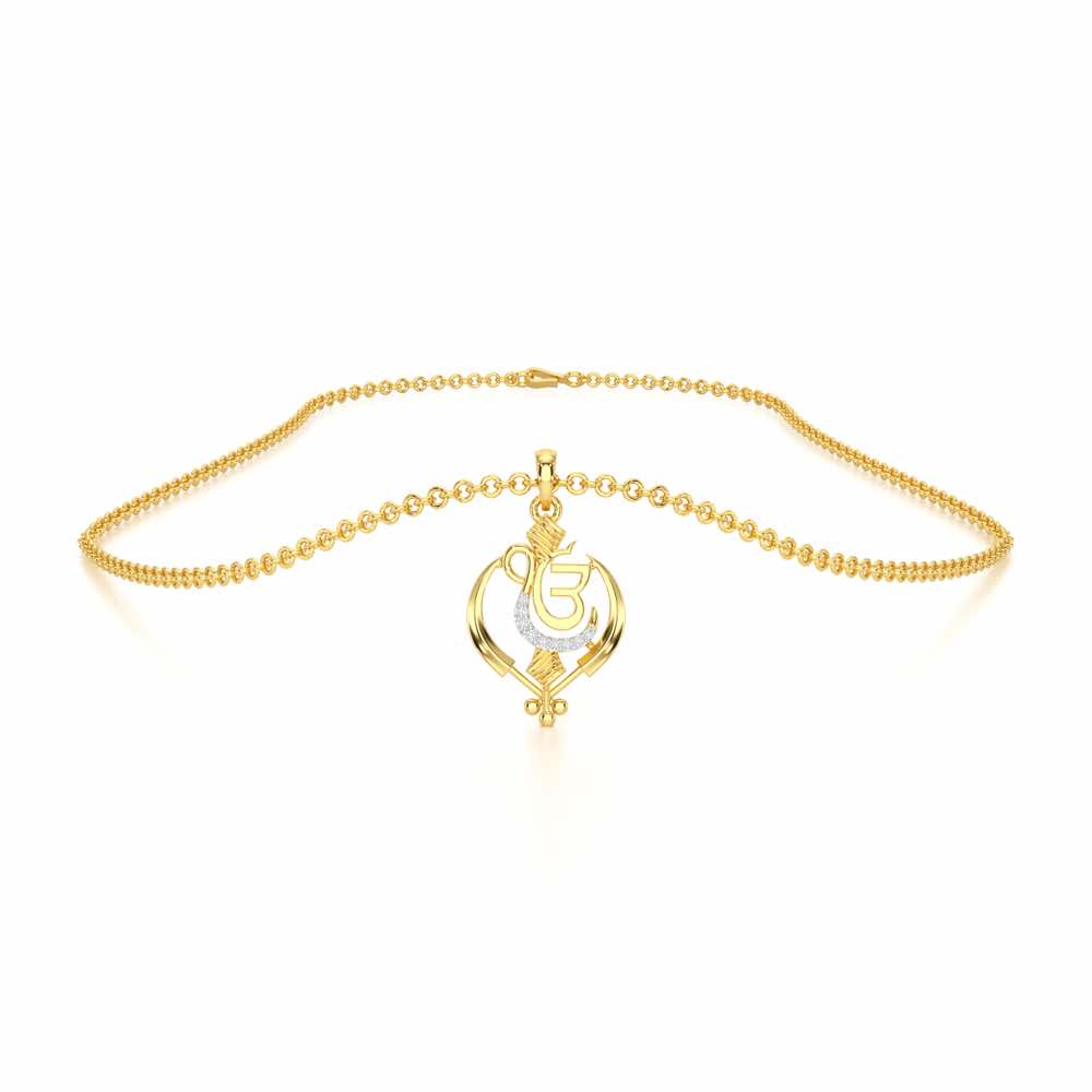 Onkar Light Silver Pendant - Yellow Gold - Image 3