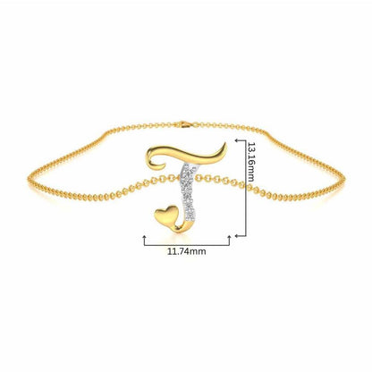 Lovely T Silver Pendant - Yellow Gold - Image 4