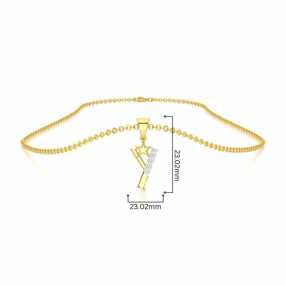Y-Glint Silver Pendant - Yellow Gold - Image 4