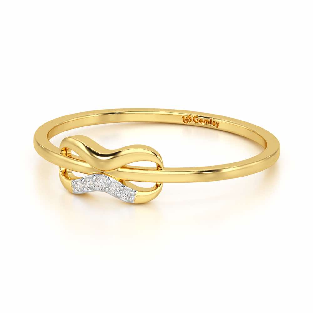Quirky Wave Silver Ring - Yellow Gold - Image 3