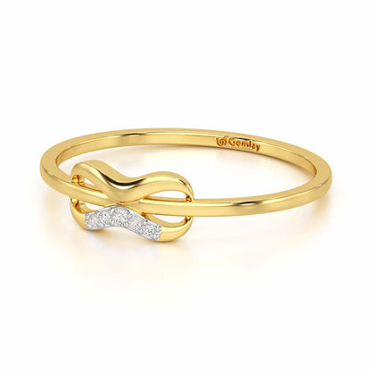 Quirky Wave Silver Ring - Yellow Gold - Image 3