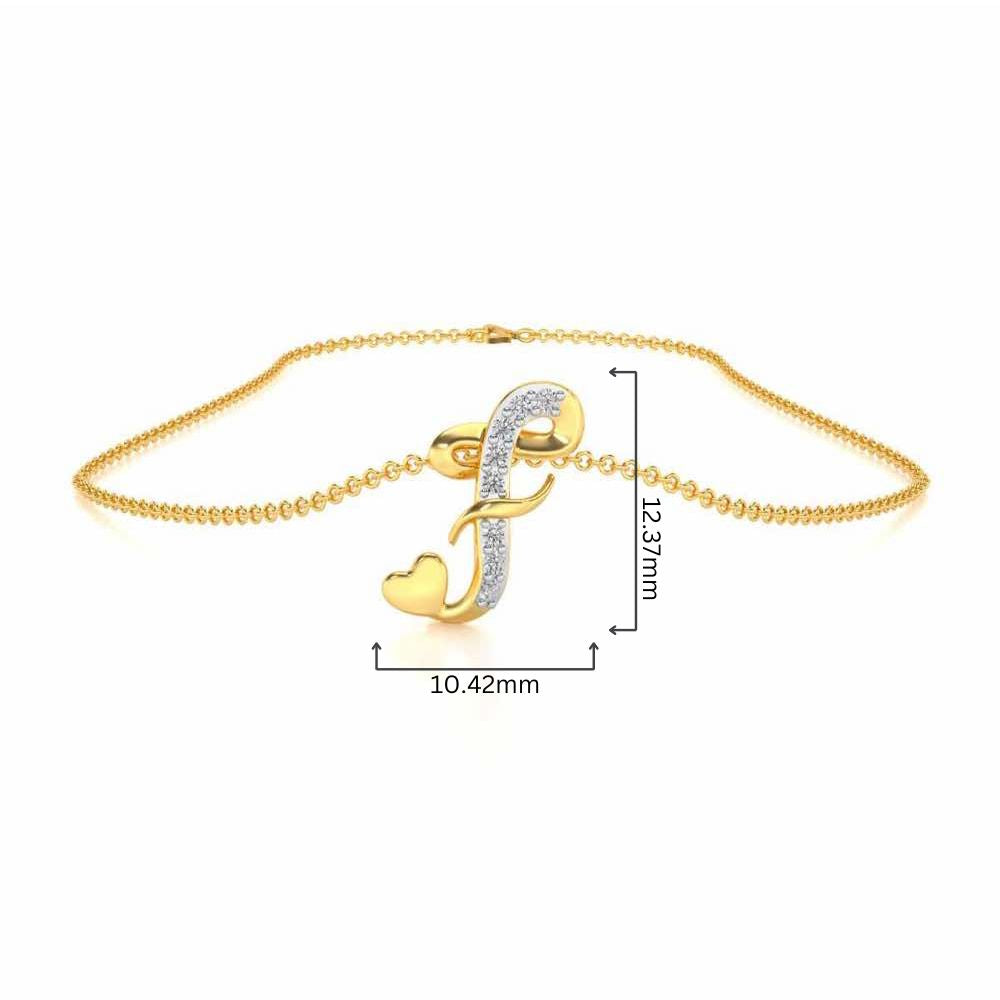 Lovely F Silver Pendant - Yellow Gold - Image 4