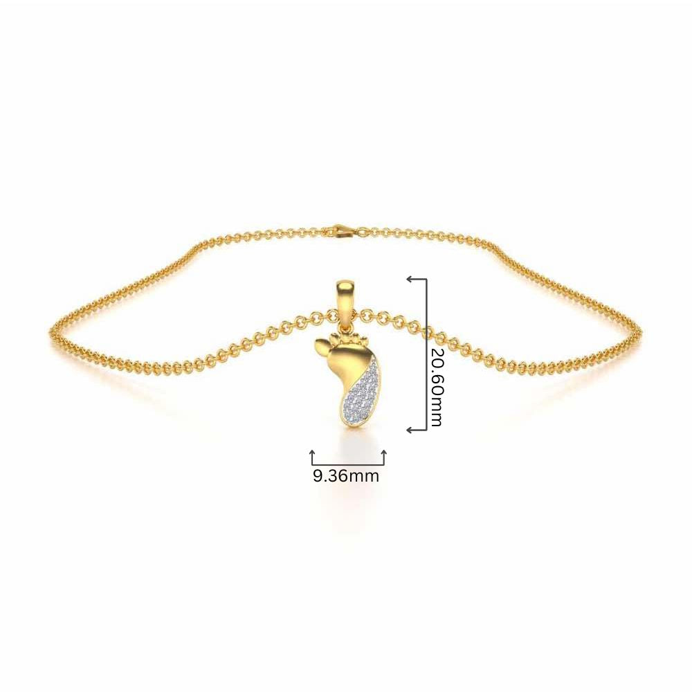 Shiny Foot Silver Pendant - Yellow Gold - Image 4