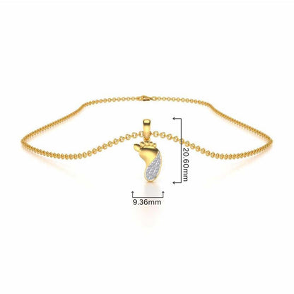Shiny Foot Silver Pendant - Yellow Gold - Image 4
