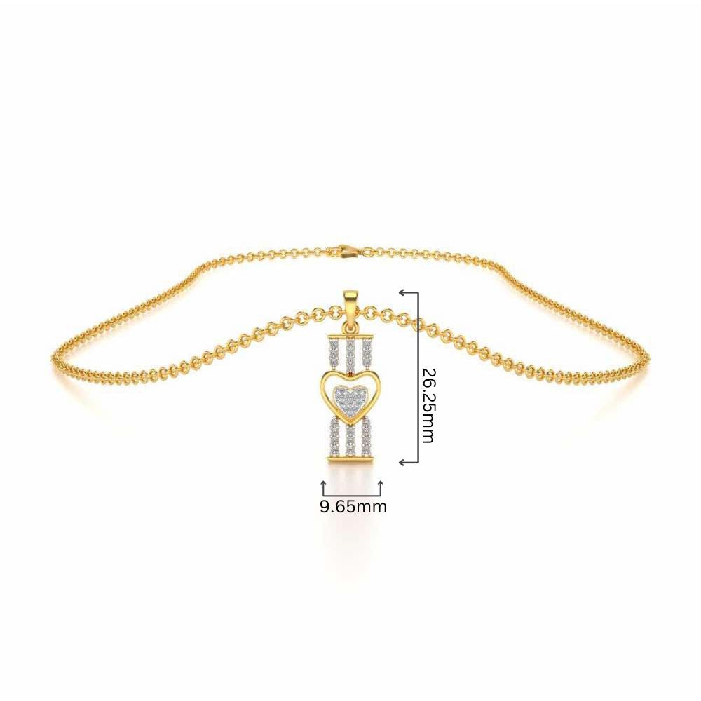 Heart Pillar Silver Pendant - Yellow Gold - Image 4