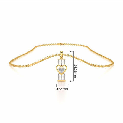 Heart Pillar Silver Pendant - Yellow Gold - Image 4