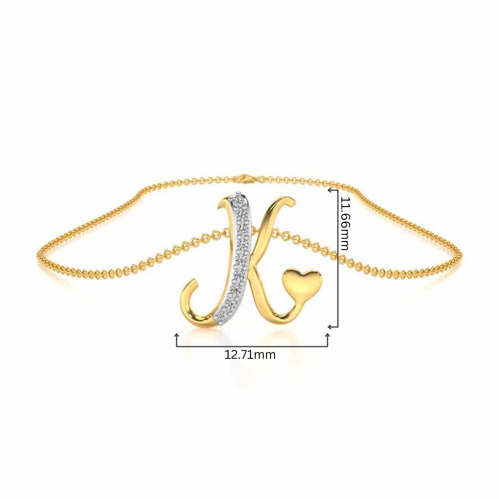 Lovely K Silver Pendant - Yellow Gold - Image 4