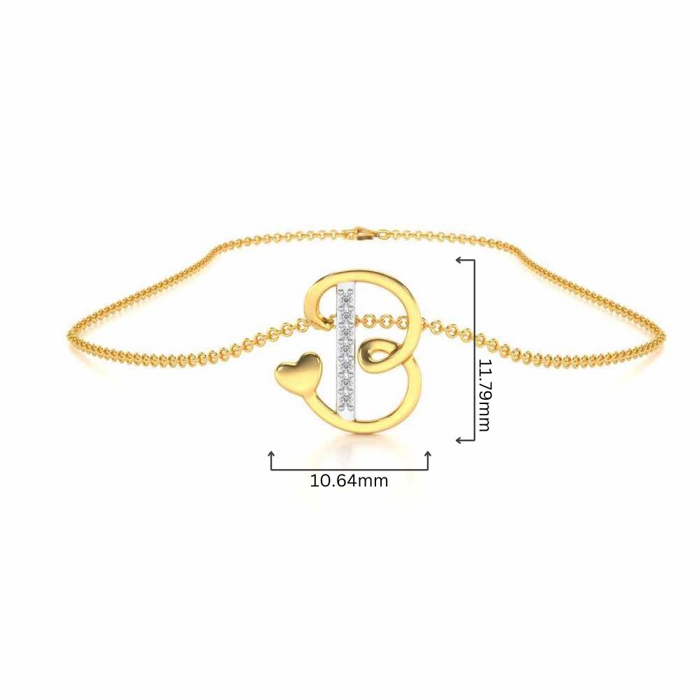 Lovely B Silver Pendant - Yellow Gold - Image 4