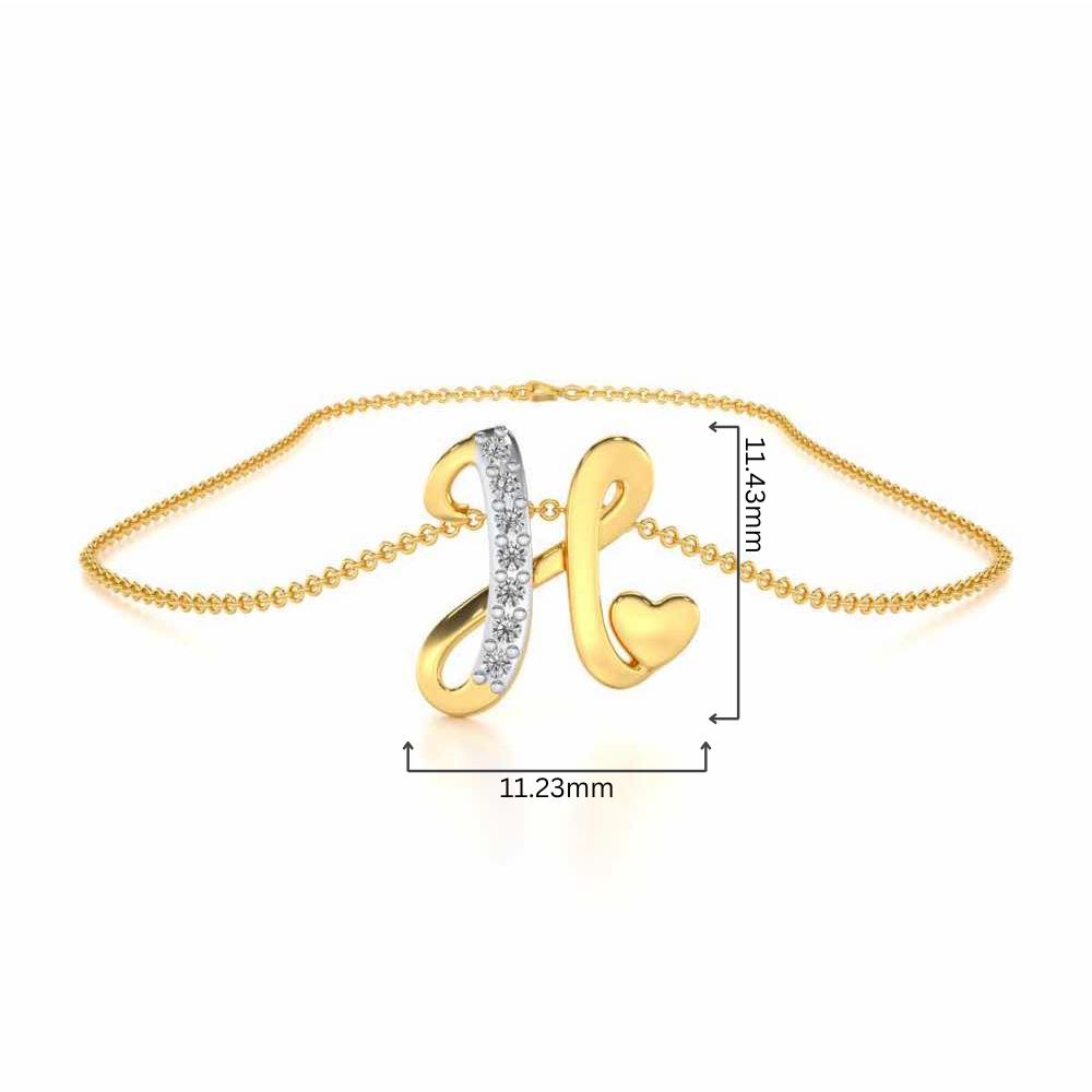 Lovely H Silver Pendant - Yellow Gold - Image 4