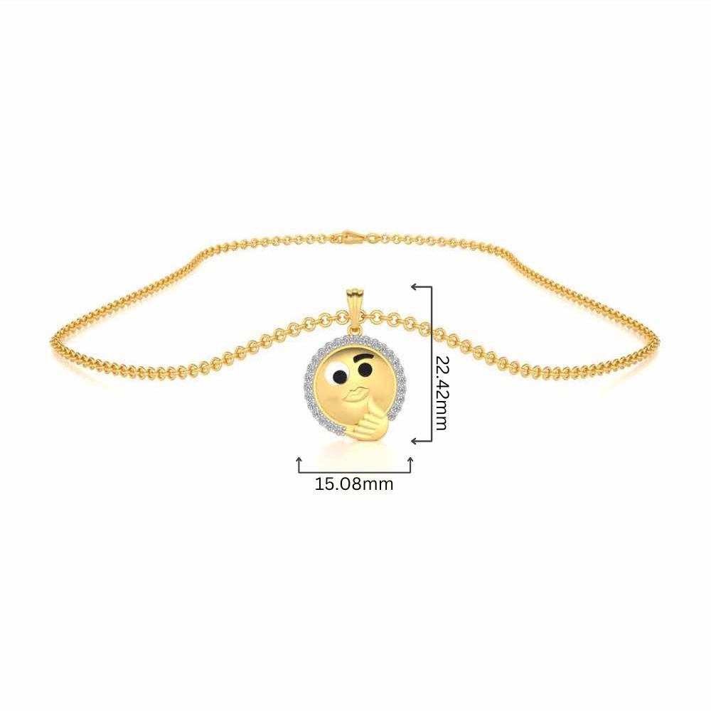 Thinking Face Silver Pendant - Yellow Gold - Image 4