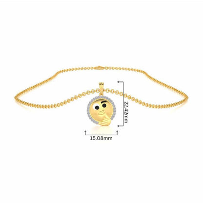 Thinking Face Silver Pendant - Yellow Gold - Image 4
