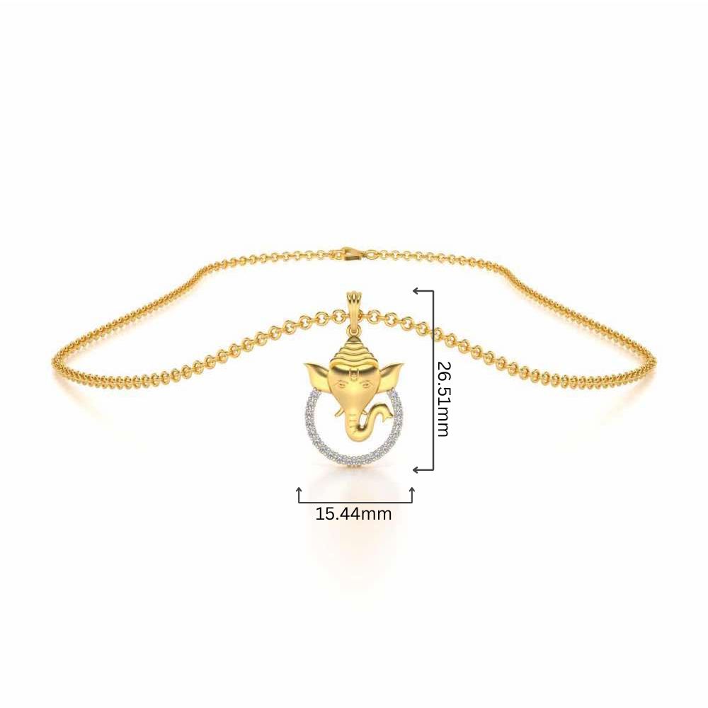 Ganesha Silver Pendant - Yellow Gold - Image 4