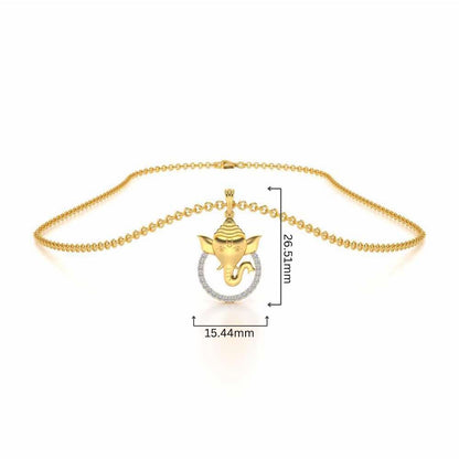 Ganesha Silver Pendant - Yellow Gold - Image 4