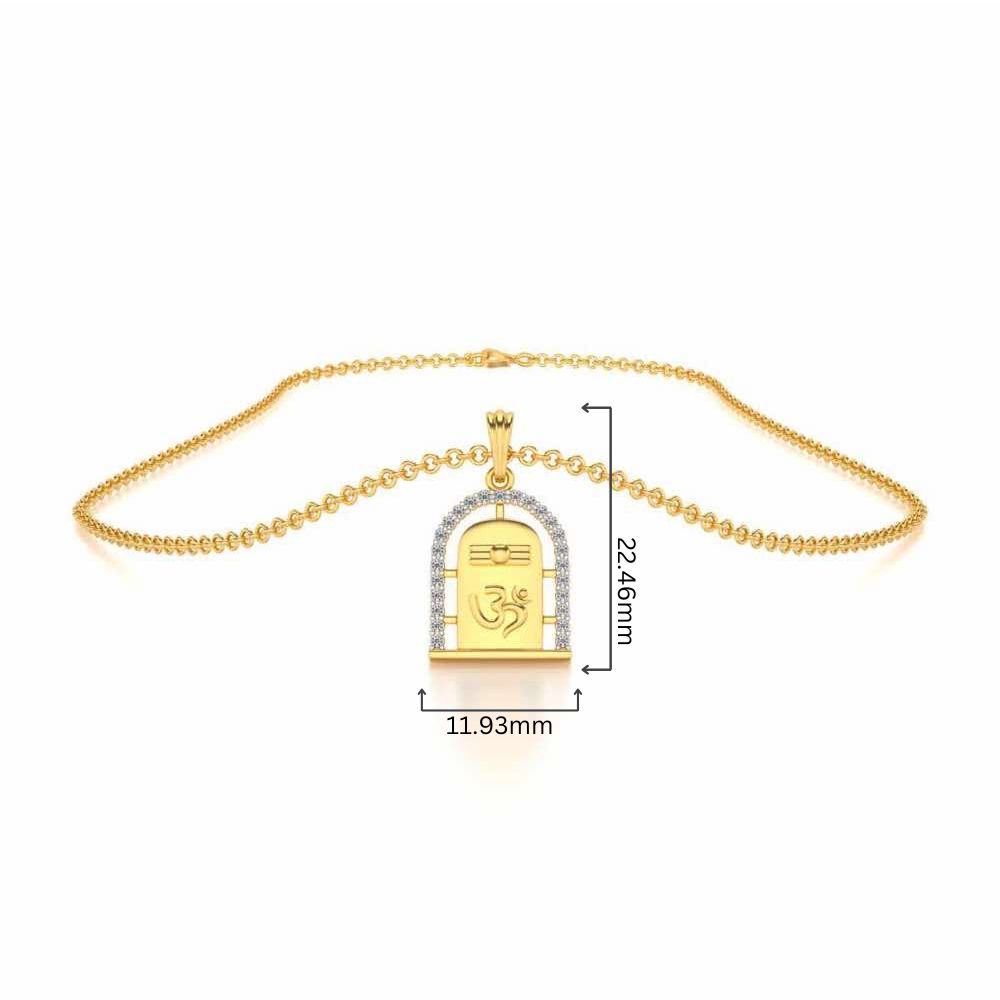 Om Linga Silver Pendant - Yellow Gold - Image 4