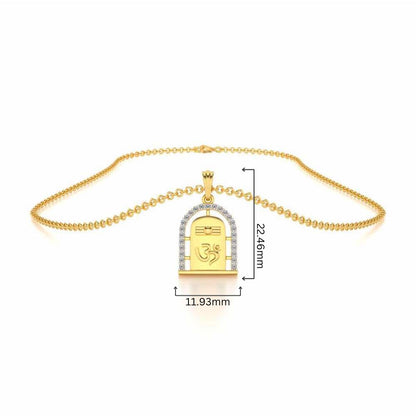 Om Linga Silver Pendant - Yellow Gold - Image 4