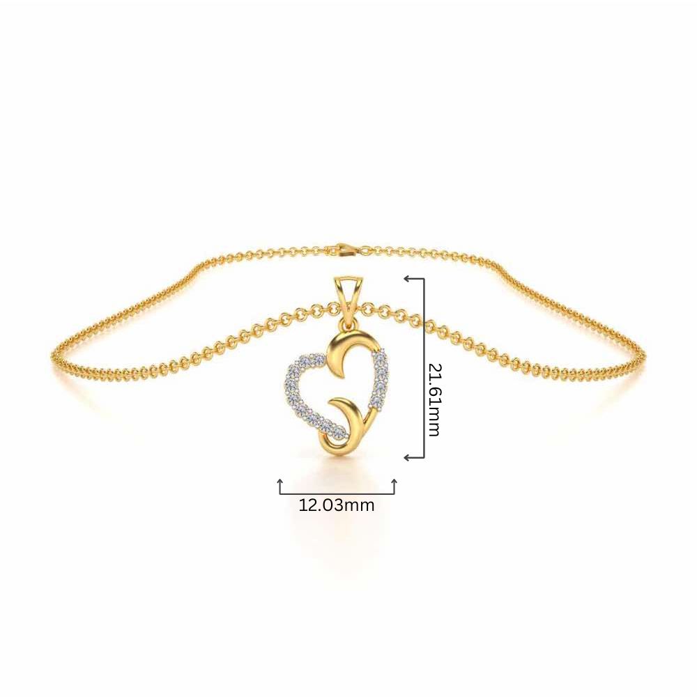 Swirl Heart Silver Pendant - Yellow Gold - Image 4