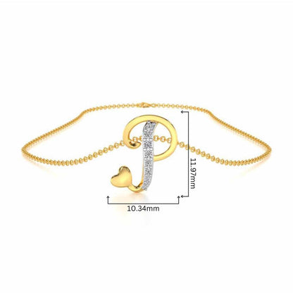Lovely P Silver Pendant - Yellow Gold - Image 4