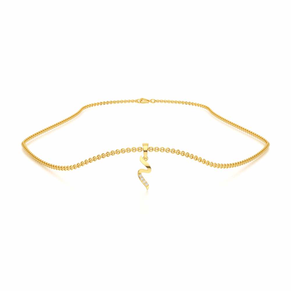 Tilde Silver Pendant - Yellow Gold - Image 3