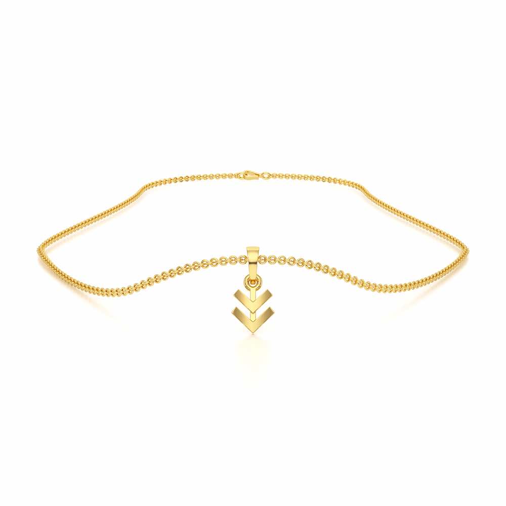Double Arrow Gold Pendant - Yellow Gold - Image 3
