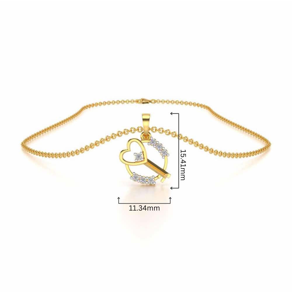 Heart Key Silver Pendant - Yellow Gold - Image 4